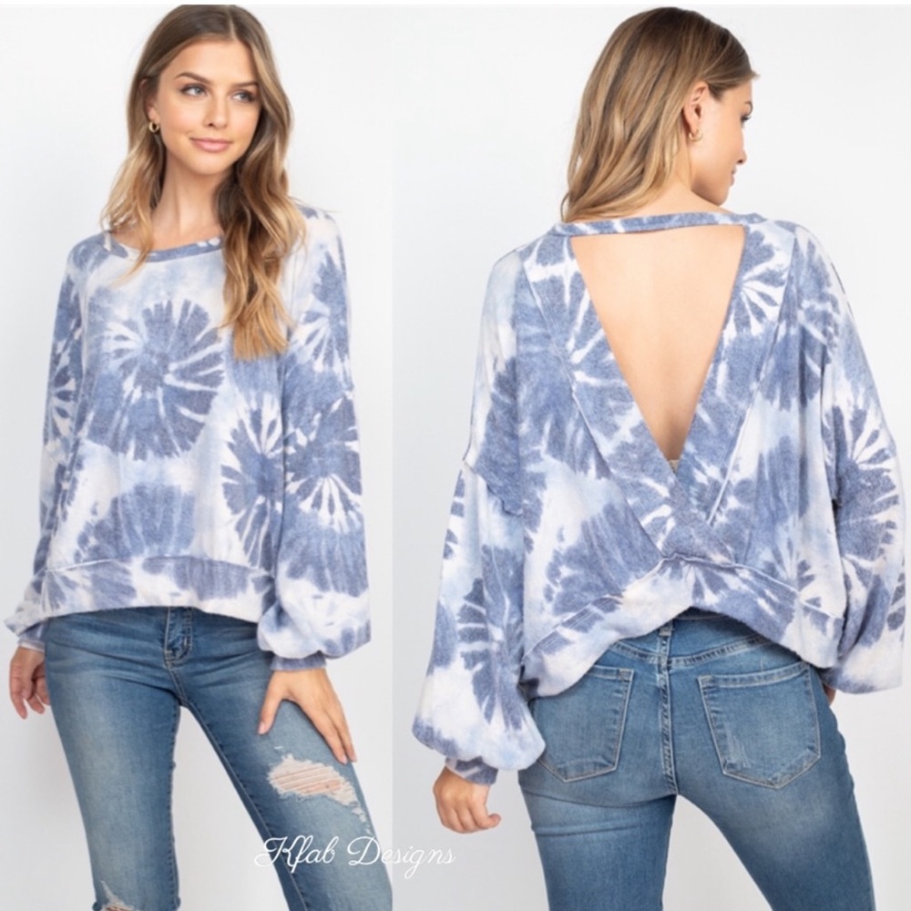 🆕{Peach Love California} 🌊 Open Back Tie Dye Top
